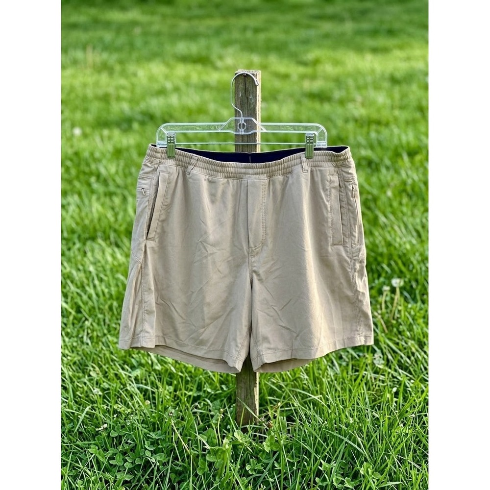 Birddogs 3 in 1 Khaki Shorts Stretchy Performance Lines Drawstring 7" Men's 2XL